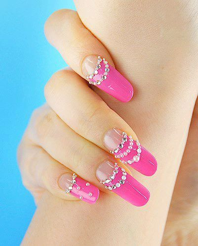 Pretty Pink Nails
 Pretty Pink Nails With Pearls & Crystals s