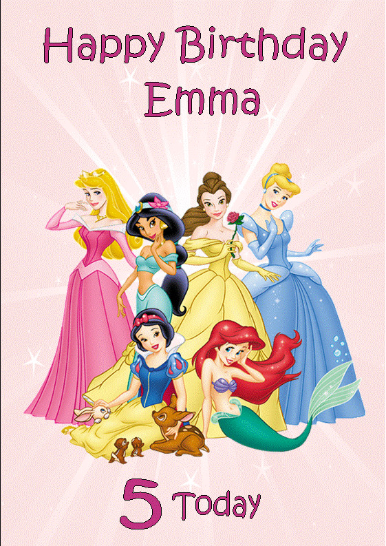 Princess Birthday Cards
 Personalised Disney Princess Birthday Card Design 1