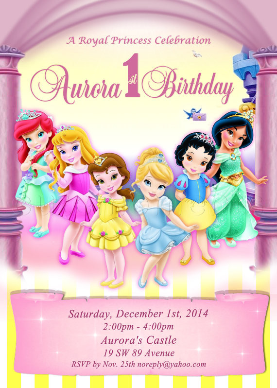 Princess Birthday Invitations
 Digital Disney Toddler Princess Invitation Princess