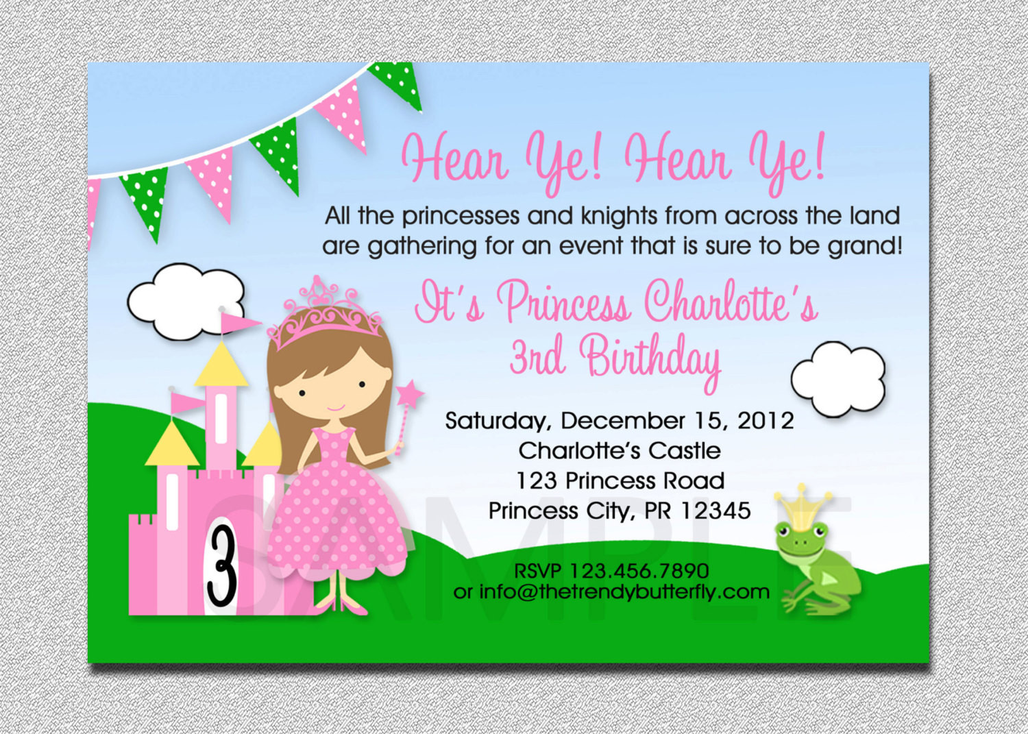 Princess Birthday Invitations
 Princess Birthday Invitation Princess Birthday Party