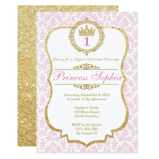 Princess Birthday Invitations
 Princess Birthday Invitation Pink & Gold