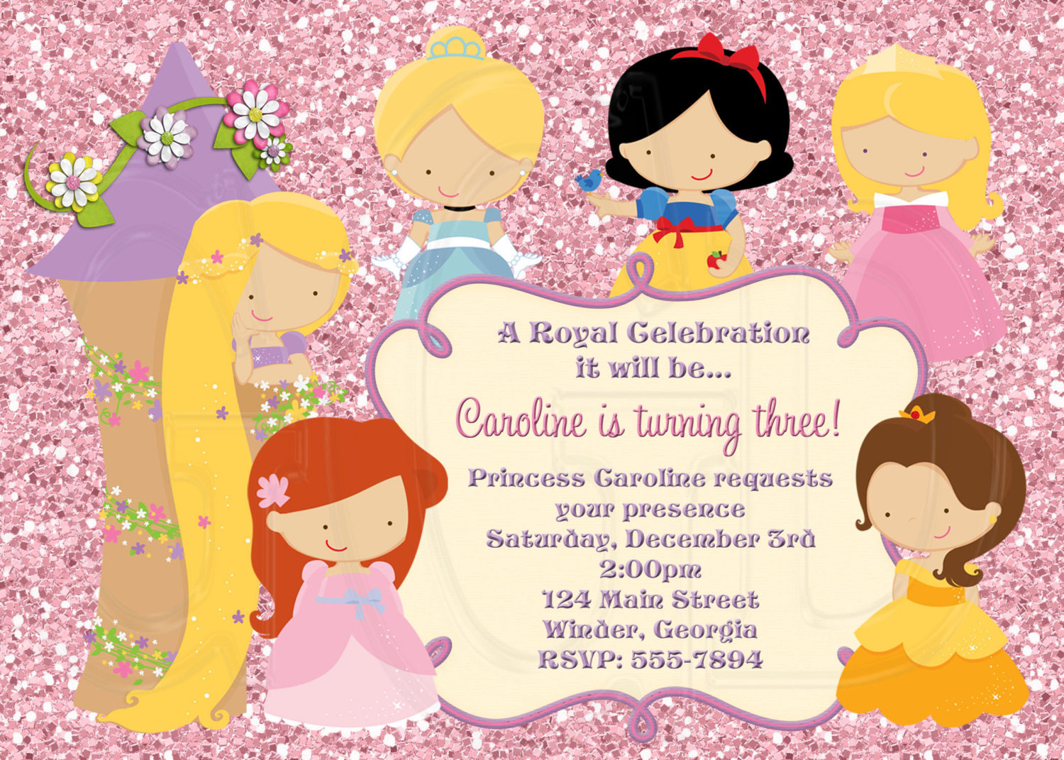 Princess Birthday Invitations
 Princess Invitation Disney Inspired Digital File