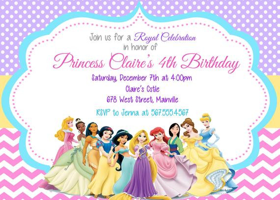 Princess Birthday Invitations
 Princess Invitation Disney Princess Invitation Birthday