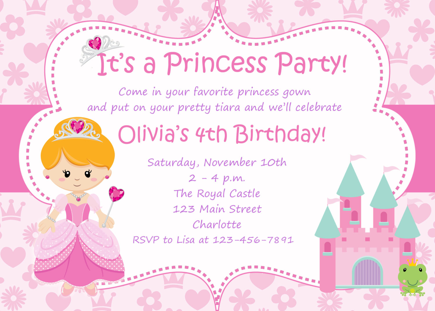Princess Birthday Invitations
 princess party birthday invitation any hair color princess
