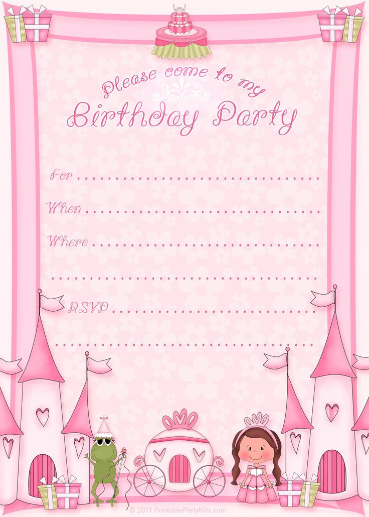 Princess Birthday Invitations
 FREE Birthday Invitations for Kids – Bagvania