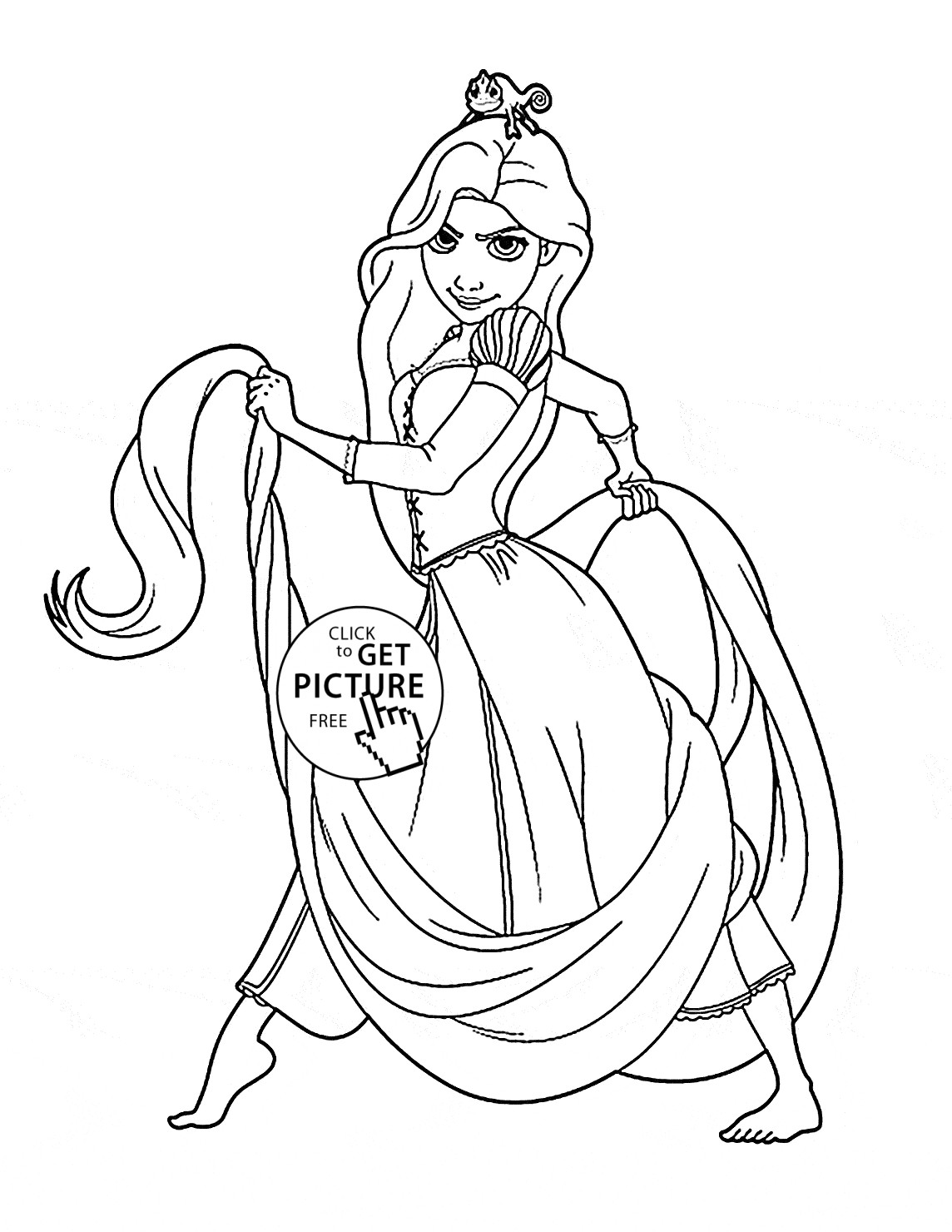 Princess Coloring Sheets For Girls
 Serious Princess Rapunzel coloring page for kids disney