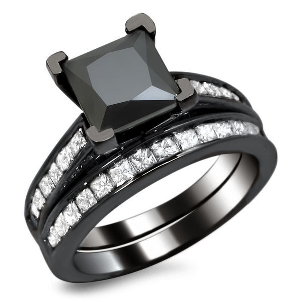 Princess Cut Black Diamond Engagement Rings
 