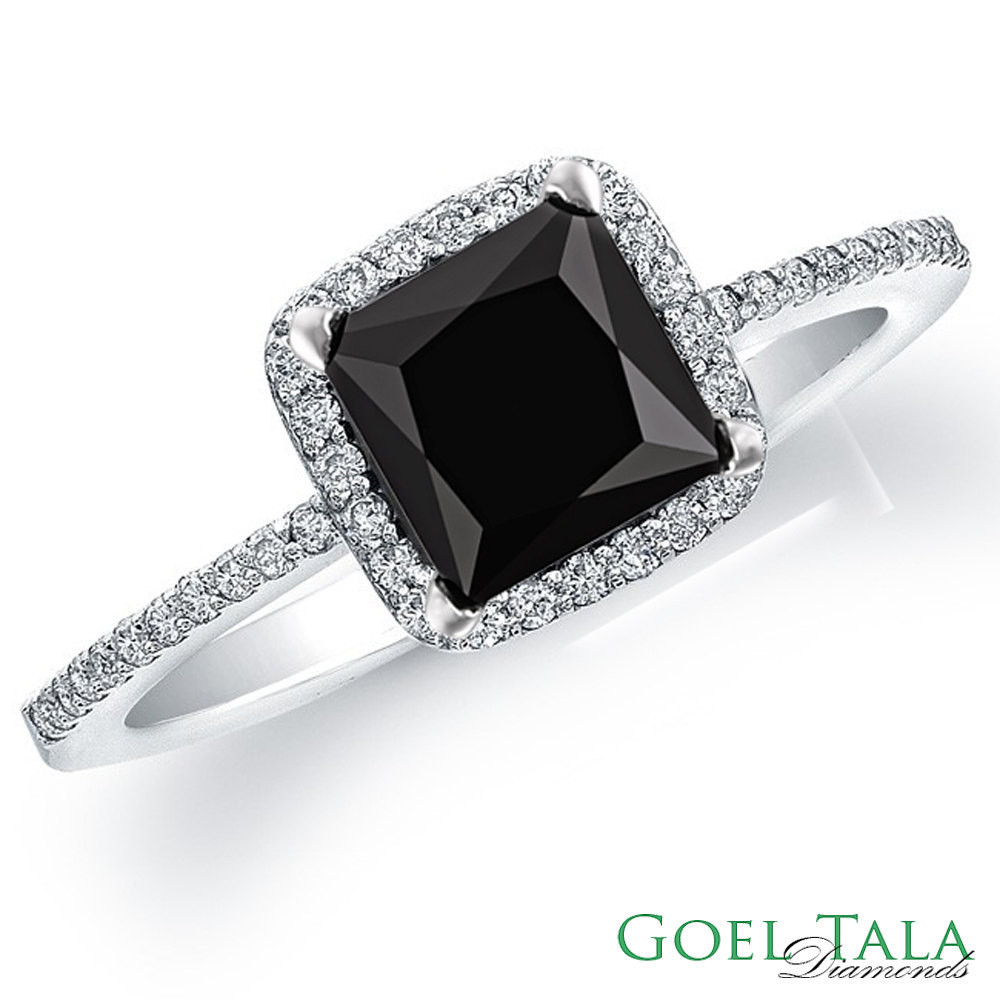 Princess Cut Black Diamond Engagement Rings
 Diamond Engagement Ring 1 60 carat Black Princess Cut Diamond