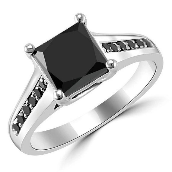 Princess Cut Black Diamond Engagement Rings
 1 50 Carat Princess Cut Fancy Black Diamond Engagement Ring
