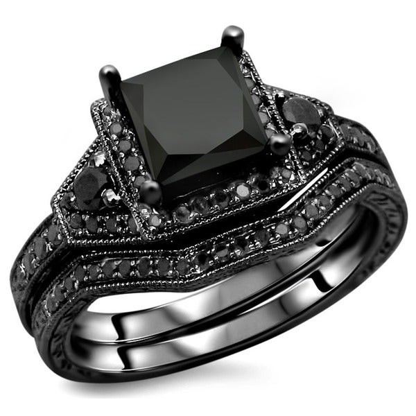 Princess Cut Black Diamond Engagement Rings
 Shop 14k Black Gold 2ct TDW Certified Black Princess cut