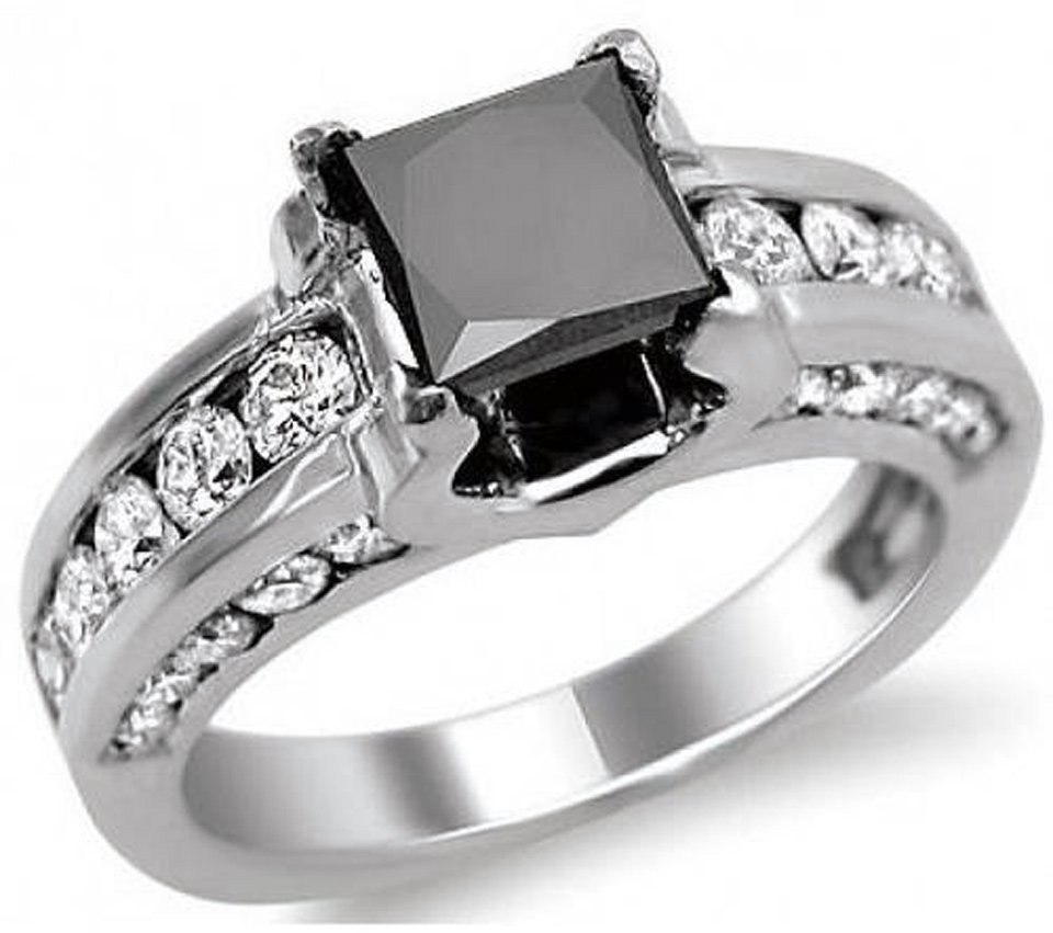 Princess Cut Black Diamond Engagement Rings
 Black and White Princess Cut Diamond Engagement Rings