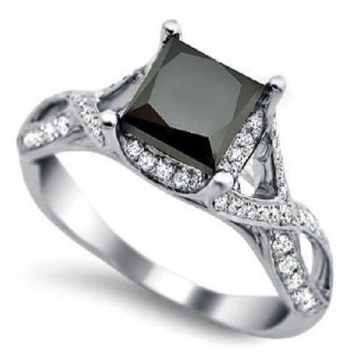 Princess Cut Black Diamond Engagement Rings
 Princess Cut Solitaire Black Diamond Wedding Ring 1 21 ct