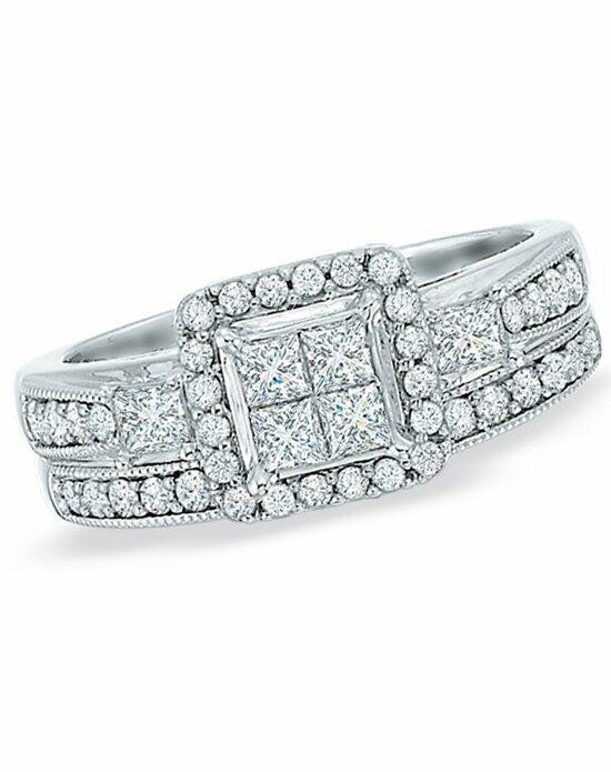Princess Cut Engagement Rings Zales
 Zales 1 CT T W Princess Cut Quad Diamond Bridal Set in