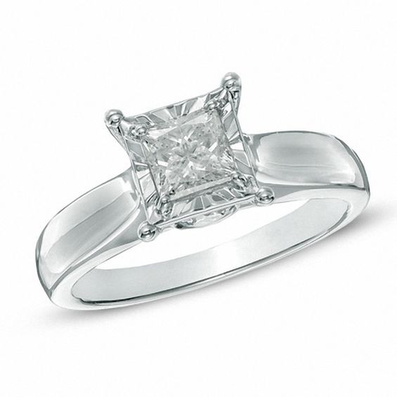 Princess Cut Engagement Rings Zales
 1 CT T W Princess Cut Diamond Engagement Ring in 14K