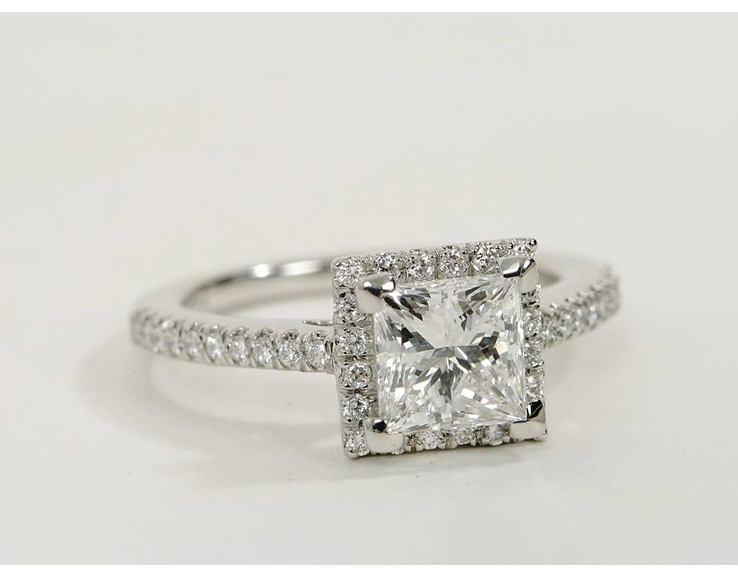 Princess Cut Halo Diamond Engagement Rings
 Princess Cut Halo Diamond Engagement Ring in Platinum