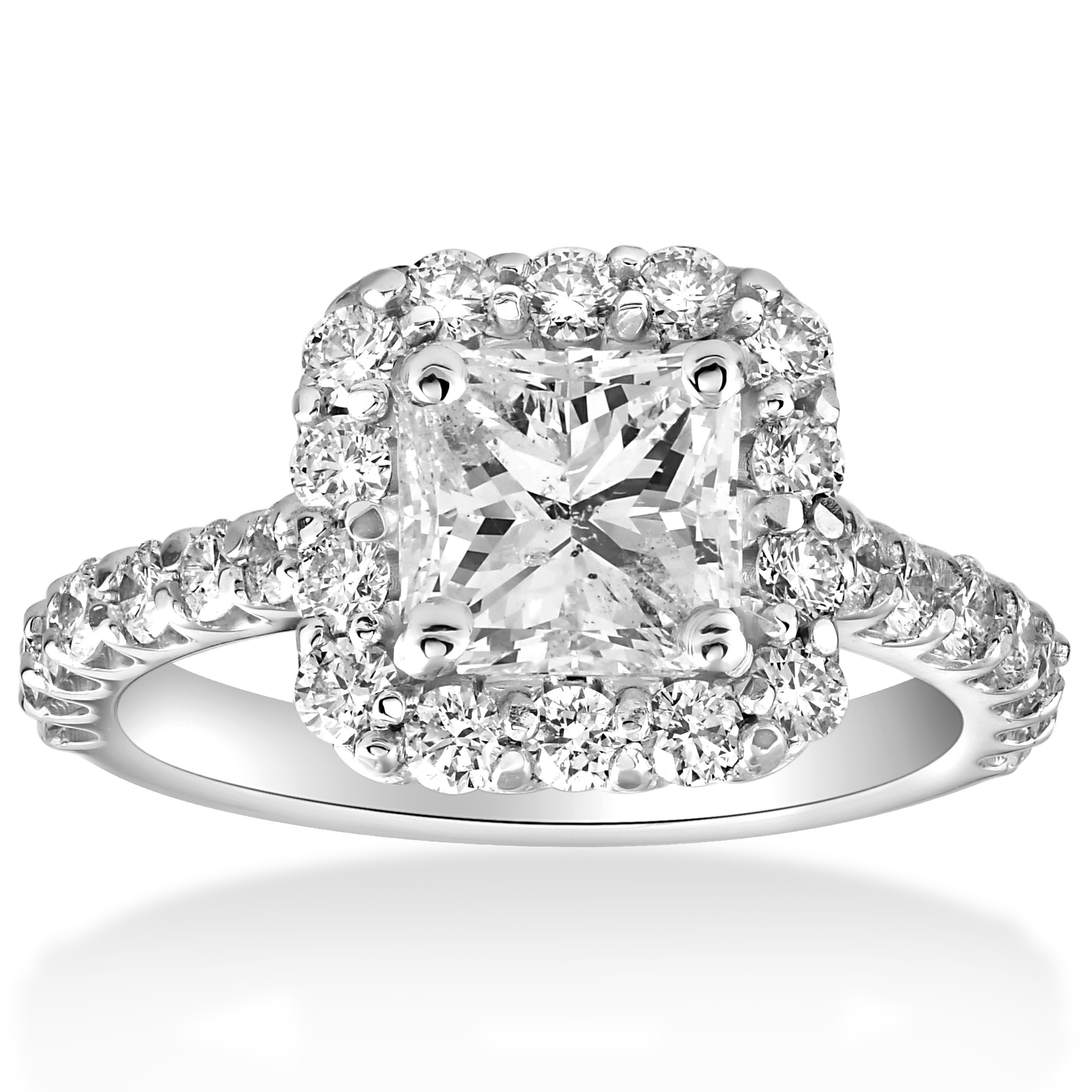 Princess Cut Halo Diamond Engagement Rings
 2 cttw Halo Princess Cut Solitaire Diamond Engagement Ring