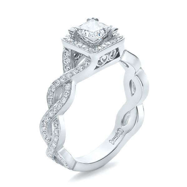 Princess Cut Halo Diamond Engagement Rings
 Platinum Custom Princess Cut Diamond Halo Engagement Ring