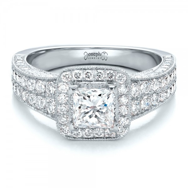 Princess Cut Halo Diamond Engagement Rings
 Custom Princess Cut Diamond Halo Engagement Ring