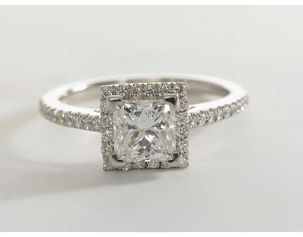 Princess Cut Halo Diamond Engagement Rings
 Princess Cut Halo Diamond Engagement Ring in Platinum