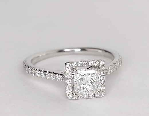 Princess Cut Halo Engagement Rings
 Princess Cut Floating Halo Diamond Engagement Ring in 14k