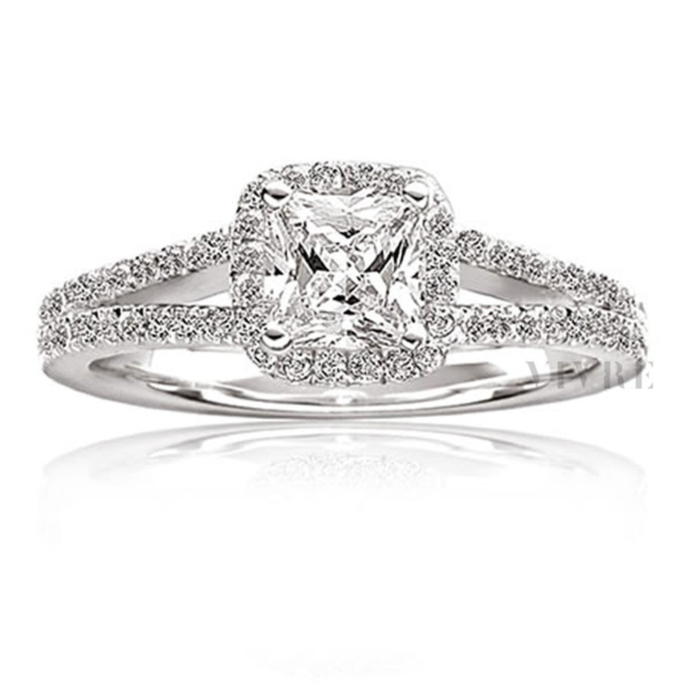 Princess Cut Halo Engagement Rings
 1 carat Princess Cut Split Shank Halo Engagement Ring in