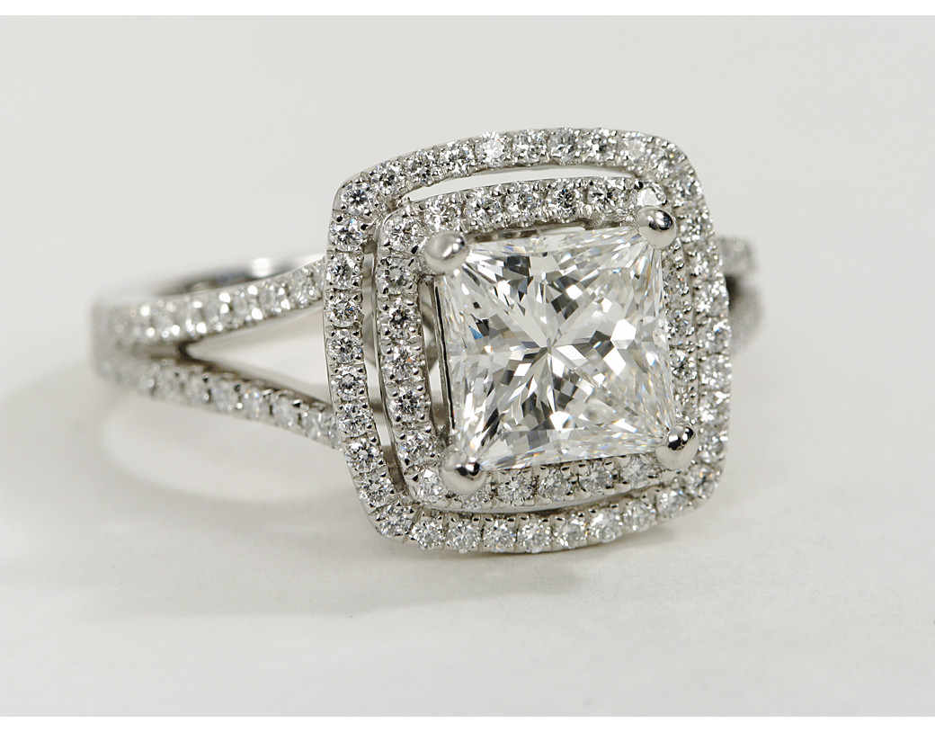 Princess Cut With Halo Engagement Rings
 Princess Cut Engagement Rings Double Halo Princess Cut