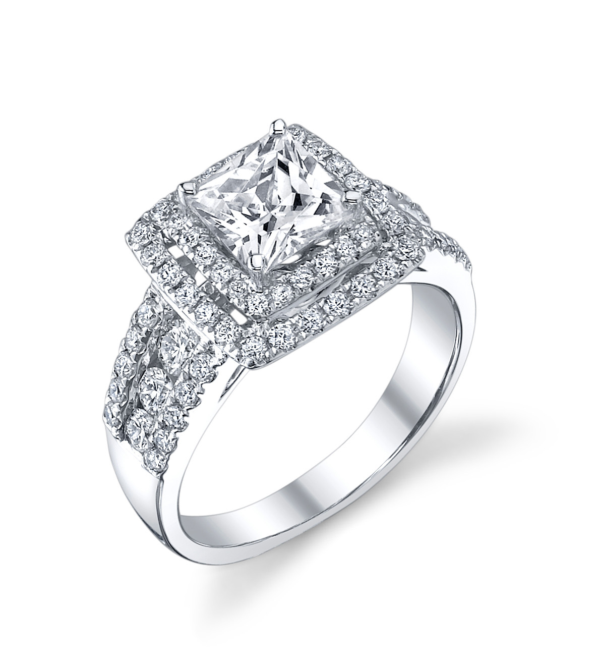 Princess Cut With Halo Engagement Rings
 Double Halo Princess Cut Engagement Ring