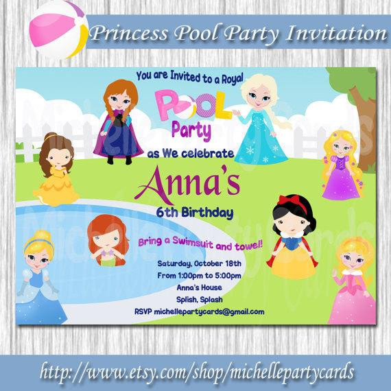Princess Pool Party Ideas
 Princess Pool Party Invitation Splash boys by