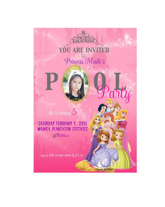 Princess Pool Party Ideas
 Princess Pool Party Invitation