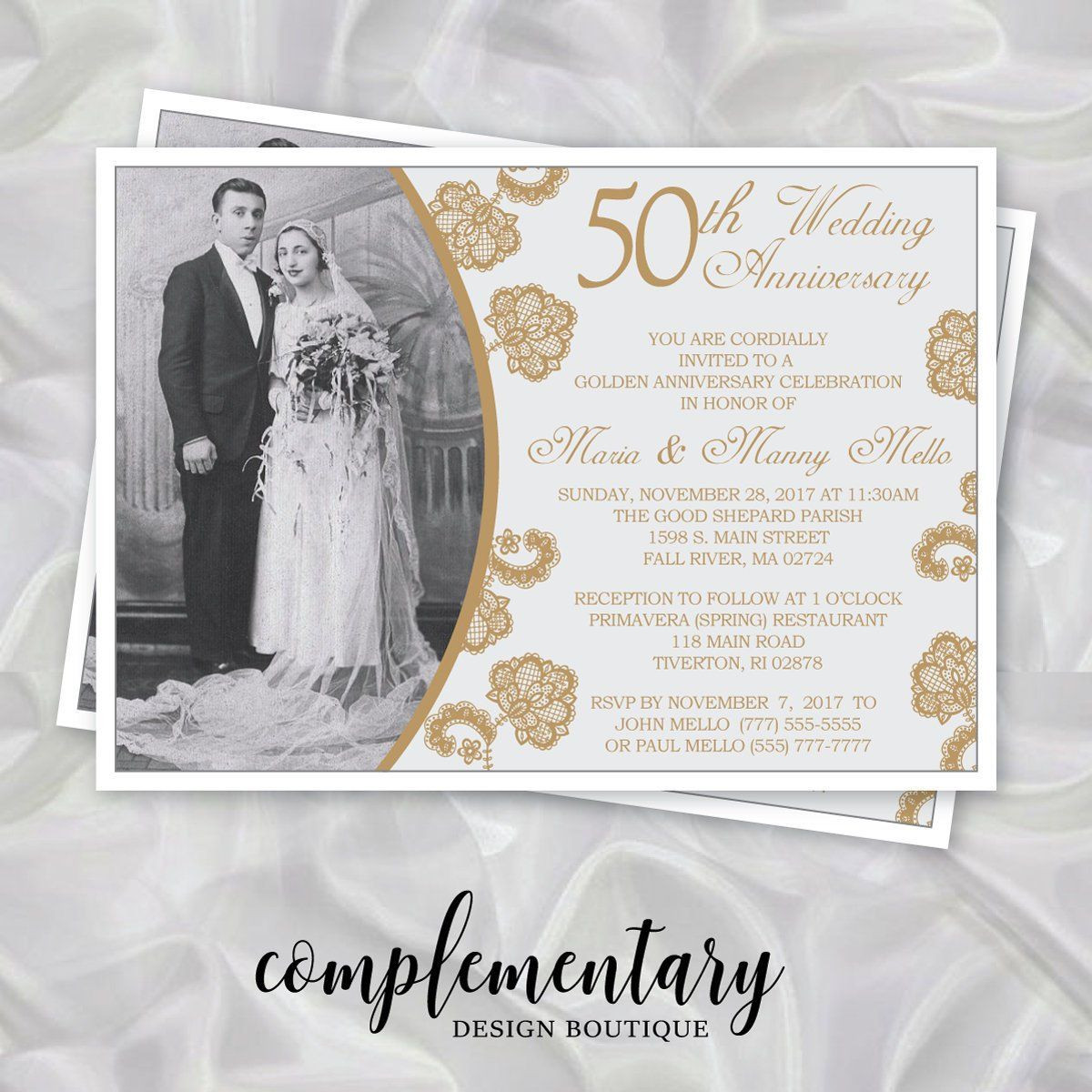 Printable 50th Wedding Anniversary Invitations
 50th Wedding Anniversary Invitation Golden Anniversary
