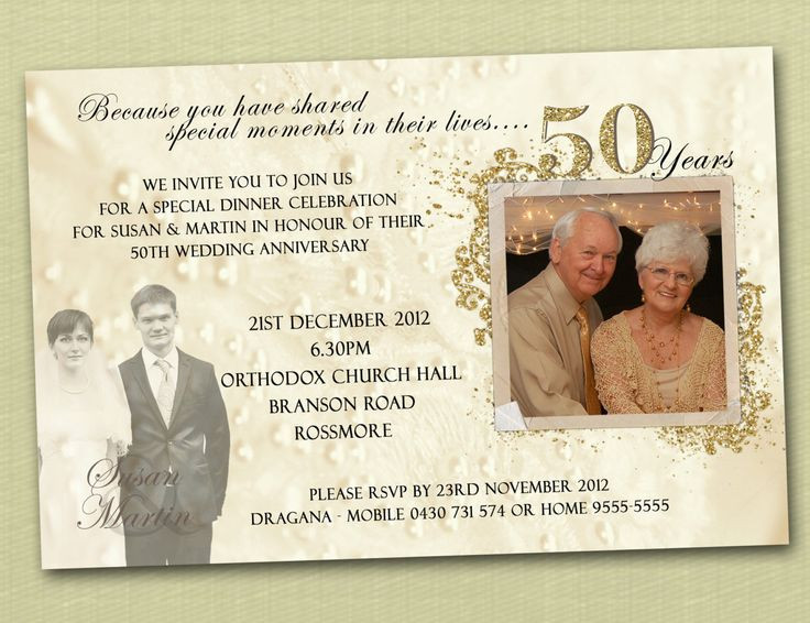 Printable 50th Wedding Anniversary Invitations
 Personalised 50th Wedding Anniversary Invitations