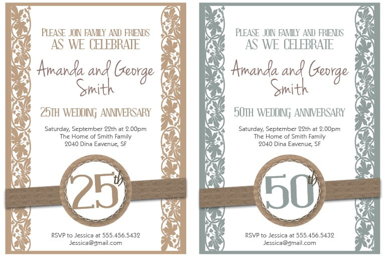 Printable 50th Wedding Anniversary Invitations
 Printable Free 50th Anniversary Invitation