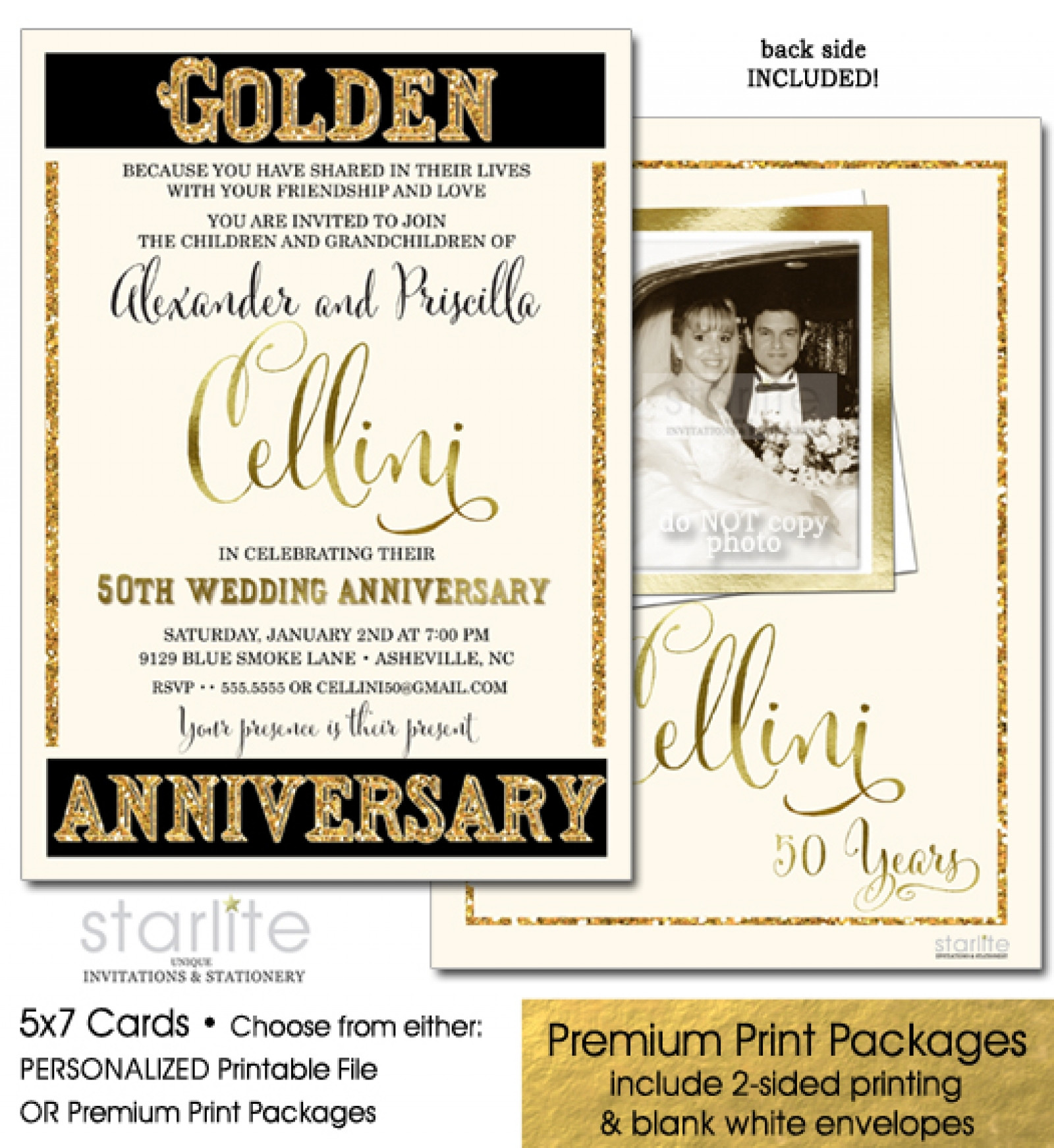 Printable 50th Wedding Anniversary Invitations
 Unique Elegant 50th Wedding Anniversary Invitation Golden