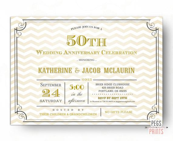 Printable 50th Wedding Anniversary Invitations
 Golden Anniversary Invitation Printable 50th