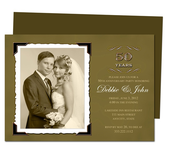 Printable 50th Wedding Anniversary Invitations
 Wedding Anniverary Invitation Templates Vintage Golden