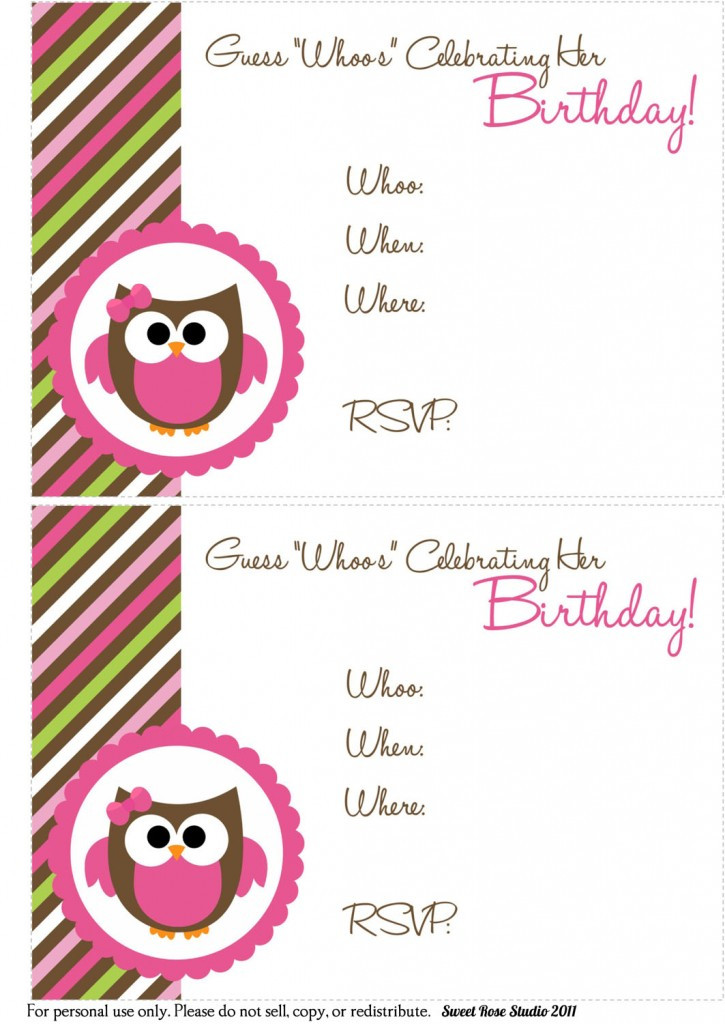 Printable Birthday Invitation Cards
 41 Printable Birthday Party Cards & Invitations for Kids