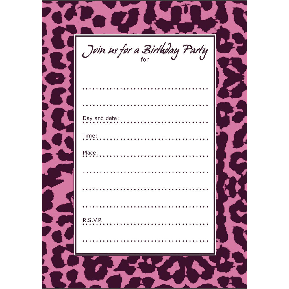 Printable Birthday Invitation Cards
 10 Birthday Party Invitations Fill ins BPFI 034