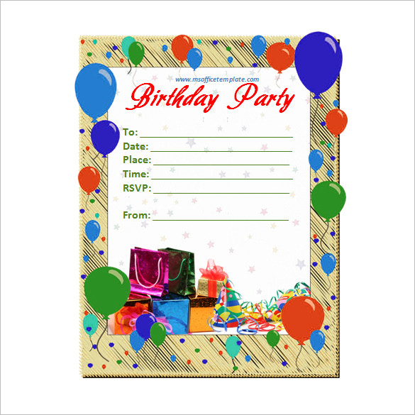 Printable Birthday Invitation Cards
 50 Microsoft Invitation Templates – Free Samples