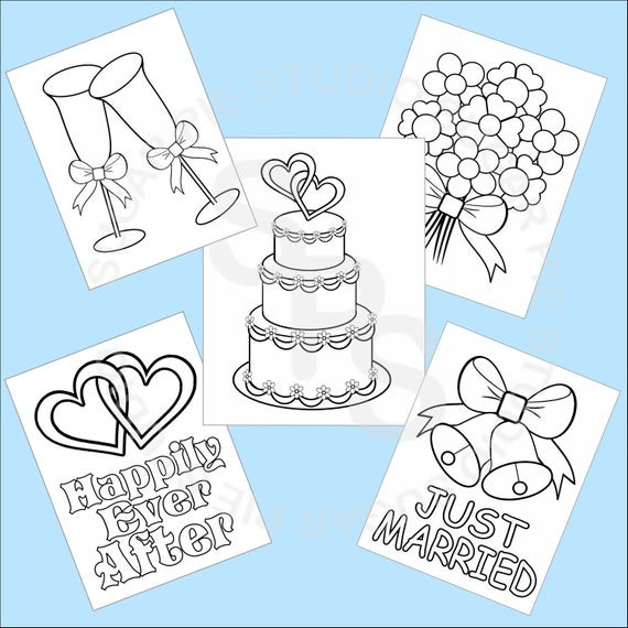 Printable Coloring Books For Kids
 5 Printable Wedding Favor Kids coloring pages PDF or JPEG file