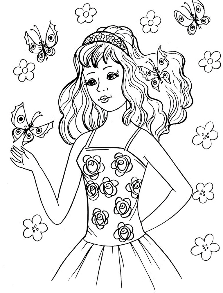 Printable Coloring Pages For Girls
 Coloring Pages Fashionable Girls free printable coloring