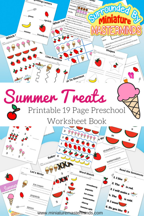 Printable Crafts For Preschoolers
 Summer Treats Ice Cream and Fruit Preschool Printable Book