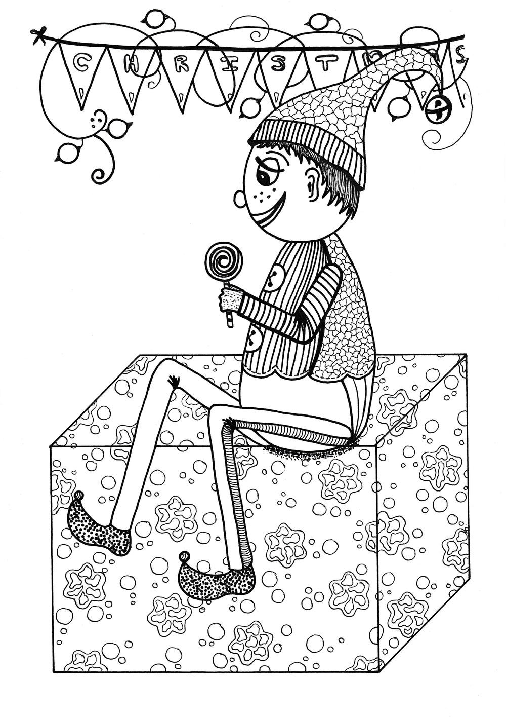 Printable Detailed Coloring Pages
 Holly Jolly Elf Coloring Page