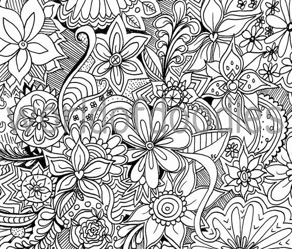 Printable Detailed Coloring Pages
 Flower Garden 1 Detailed Colouring Page A4 Printable PDF