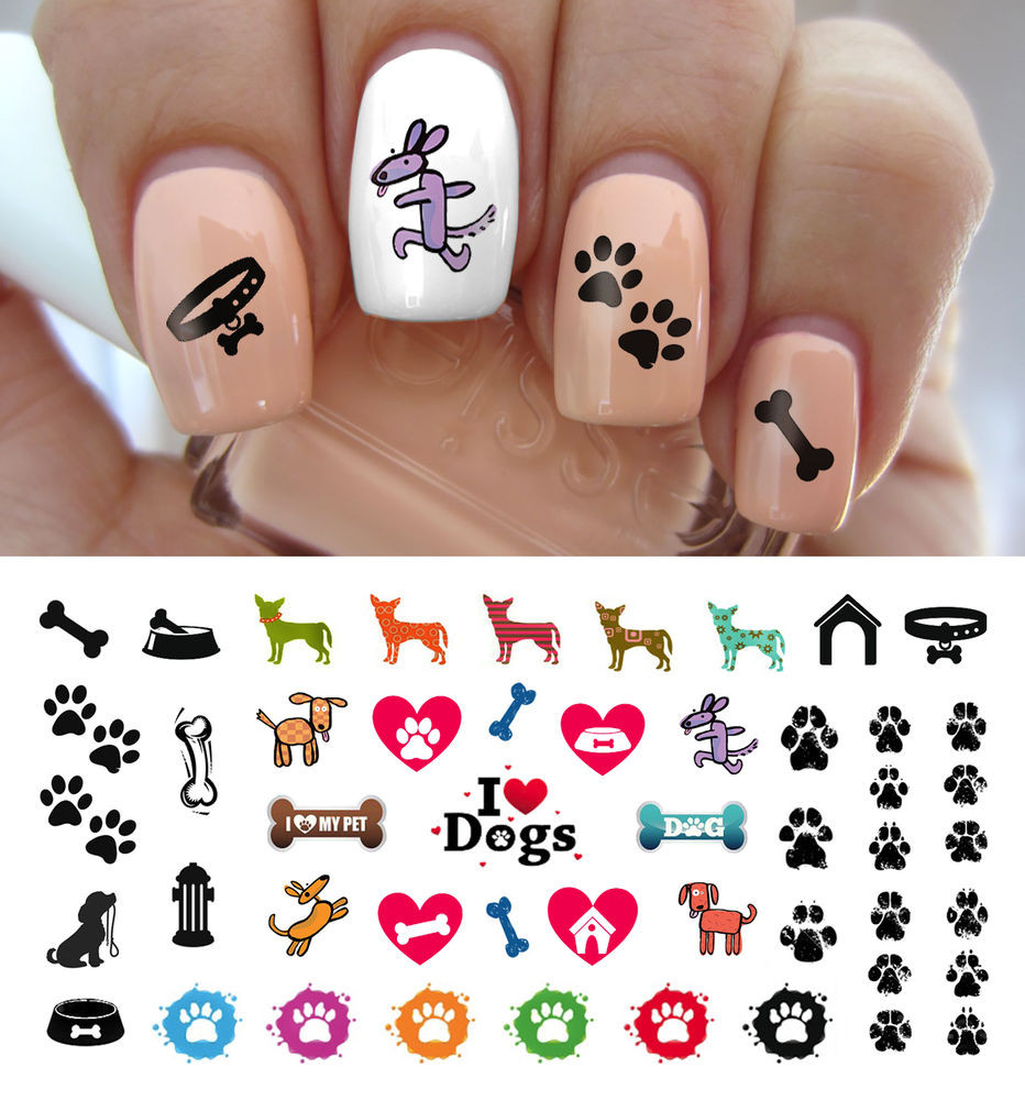 Printable Nail Designs
 I love My Dog Paw Prints Nail Art Waterslide Decals