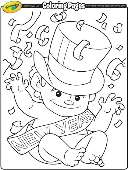 Printable New Years Coloring Pages
 Baby New Year Coloring Page