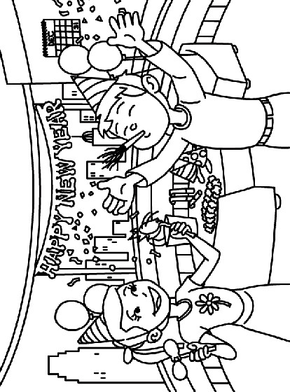 Printable New Years Coloring Pages
 Happy New Year Coloring Page