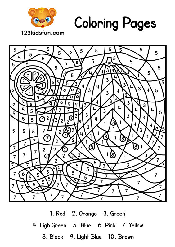 Printable Number Coloring Pages
 Color By Number Summer Coloring Pages for Kids Printable