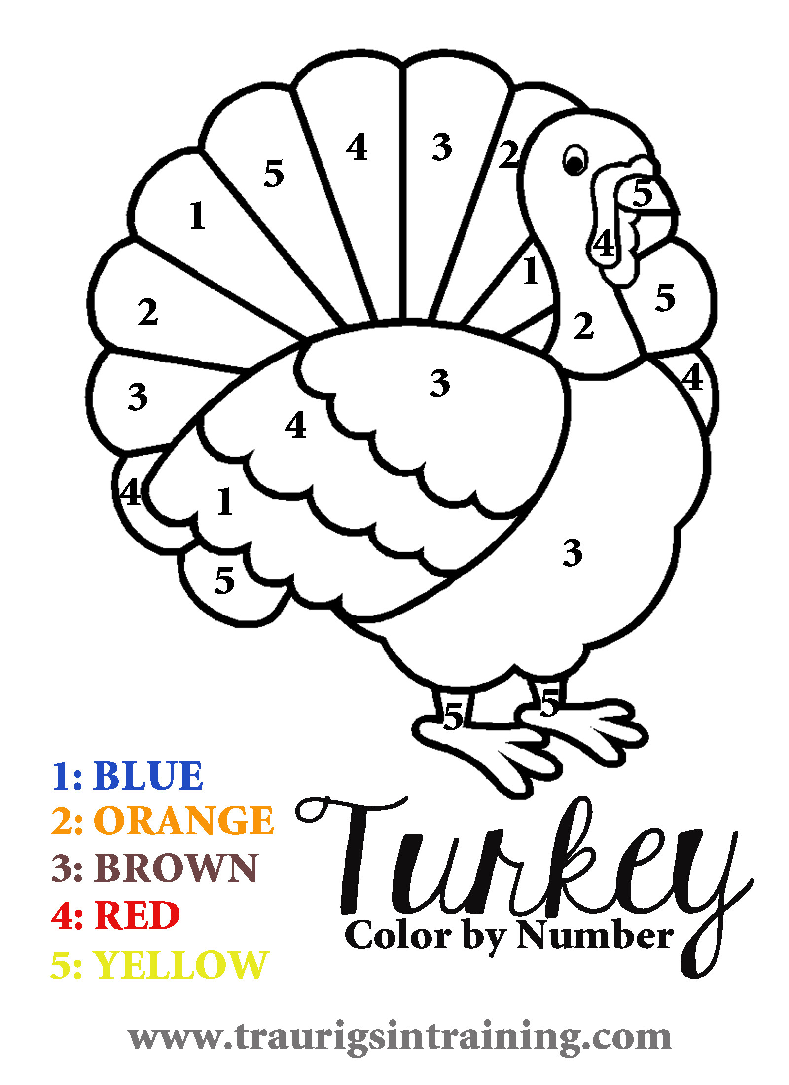 Printable Number Coloring Pages
 6 Best of Free Printable Color By Number Turkey