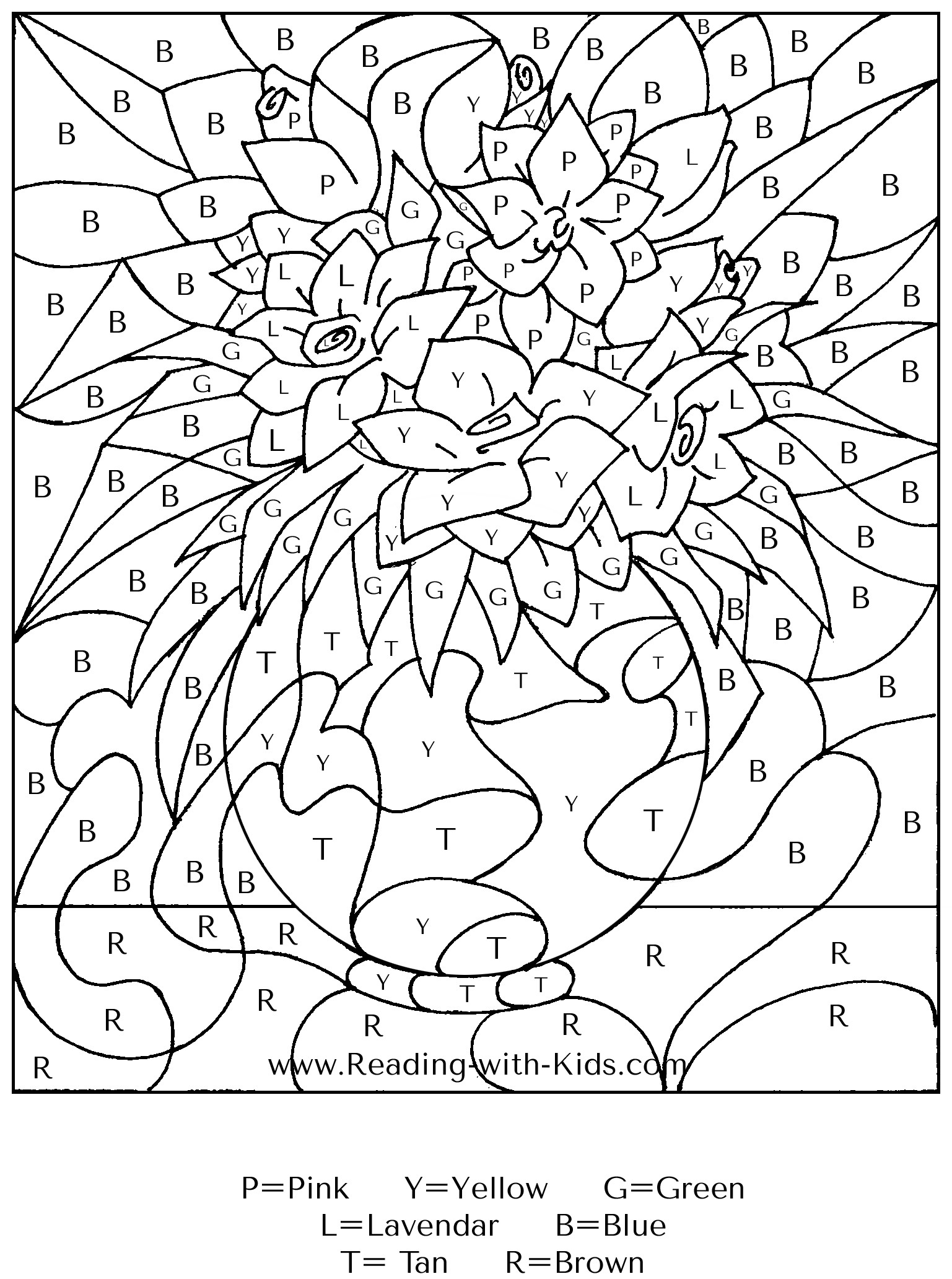 Printable Number Coloring Pages
 Easter Basket Color By Letter Page
