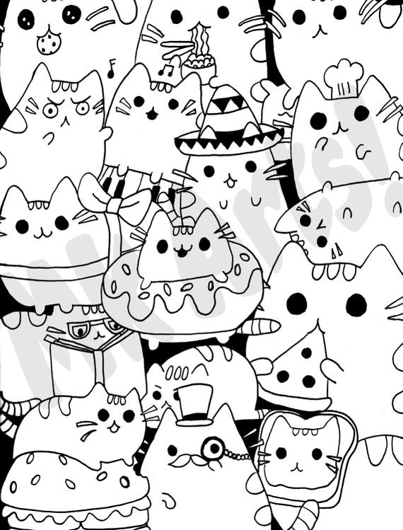 Printable Pusheen Coloring Pages
 Pusheen Cats Coloring Page by MoriahKesingerArts on Etsy